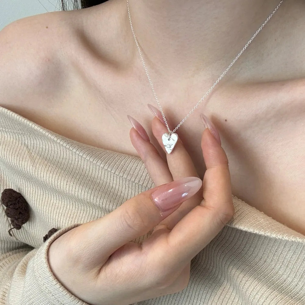 Love women's 925 silver O-ring clavicle chain necklace electroplated finish white and gold options