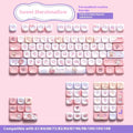 112-key MOA profile PBT keycap set with five-sided sublimation print in sweet cotton candy colourway