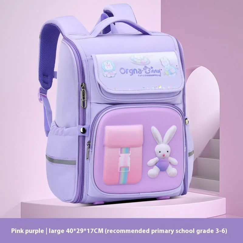 Children's large capacity backpack with airpillow straps and cartoon animal print in four colour options
