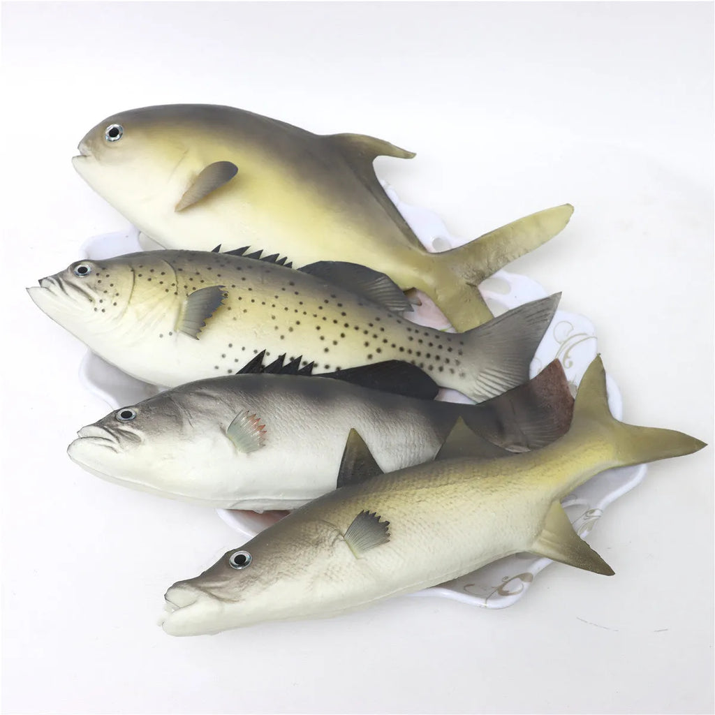 PU simulated fish ornament set showing yellow-fin tuna, small tuna ocean animal models