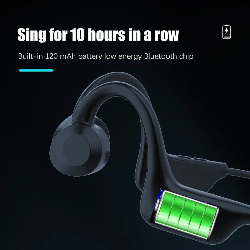 Black true wireless ear-mounted sports Bluetooth headset with hanging design