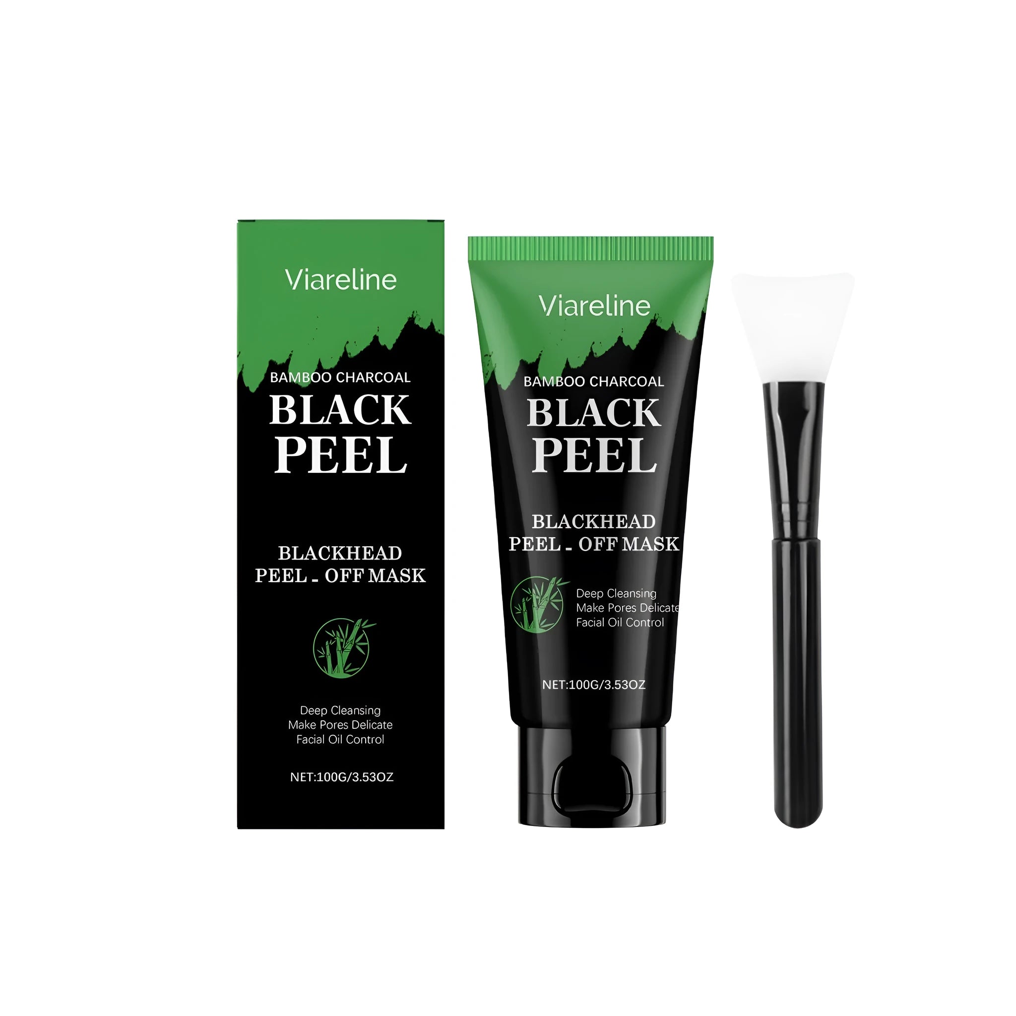 Bamboo charcoal deep cleaning facial mask 100g with brush for pore care
