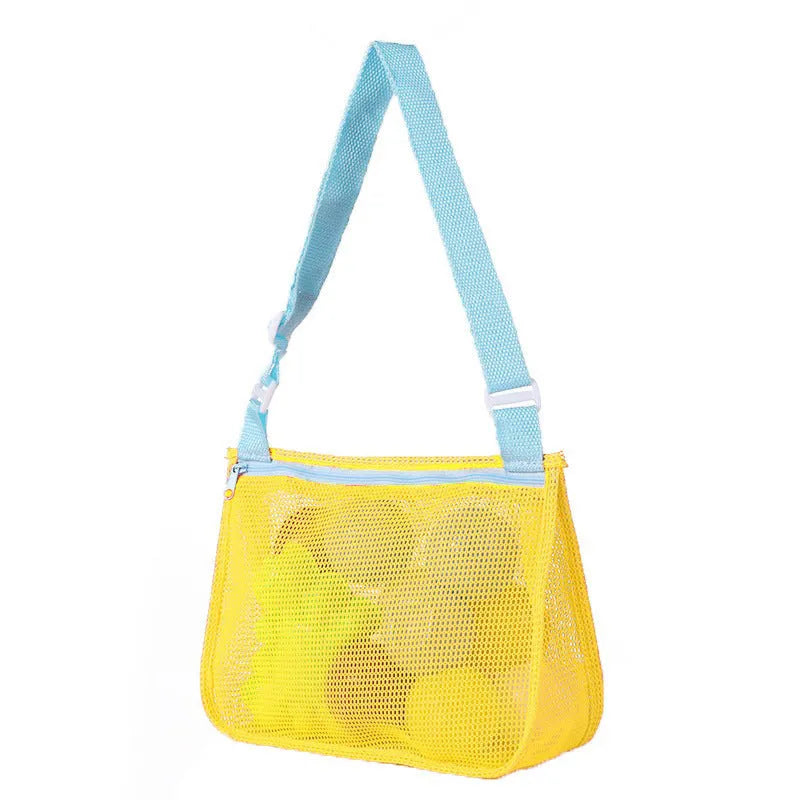 Blue nylon mesh children's travel storage bag with sealing function, 20x25x8 cm dimensions