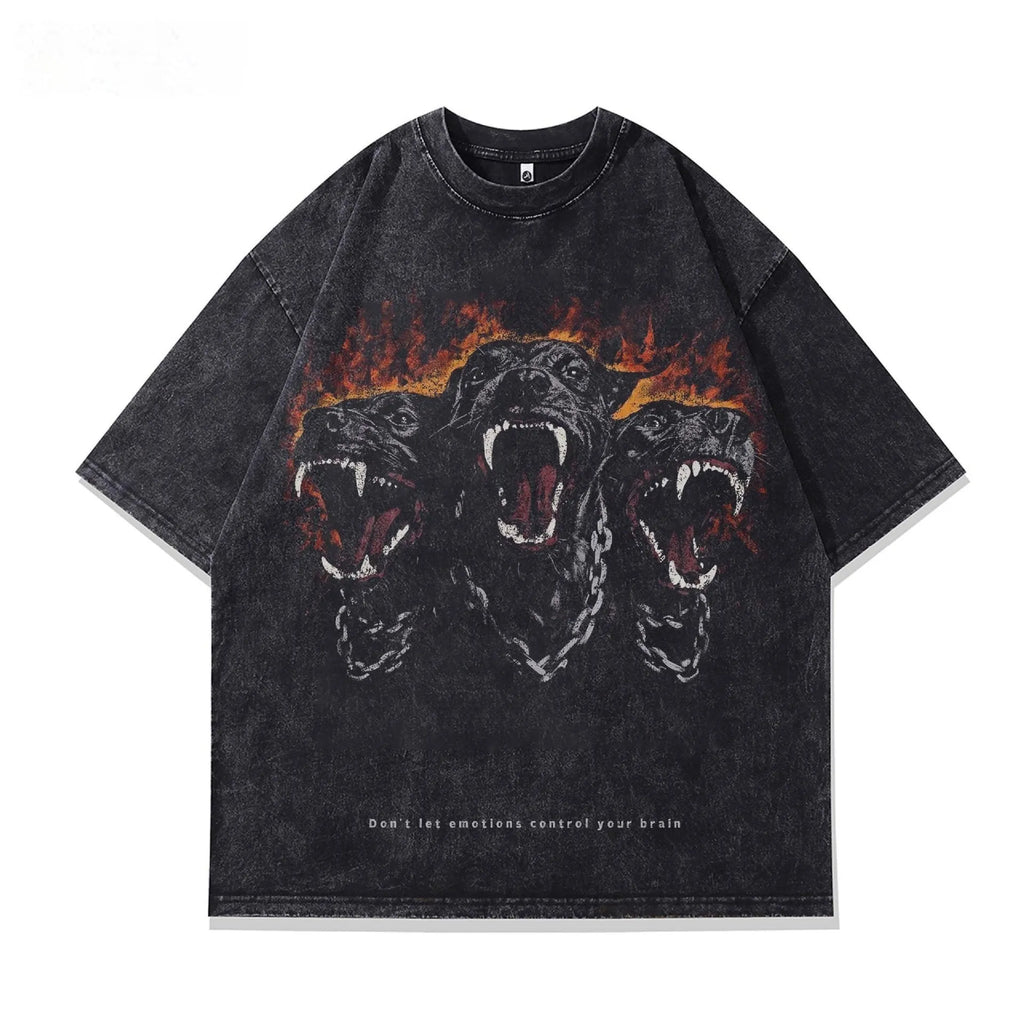 Men's short sleeve cotton t-shirt with printed character pattern design in loose fit