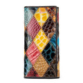 Women's first-layer cowhide geometric pattern splicing wallet in 4131 diamond colour