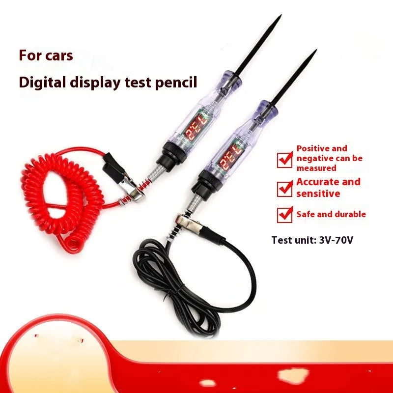 Automotive circuit detection tool with digital display and probe tip for car electrical testing