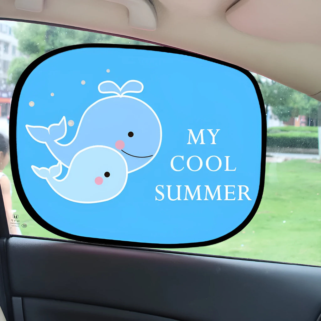 Electrostatic car side window sunshade with character designs for clip-free installation