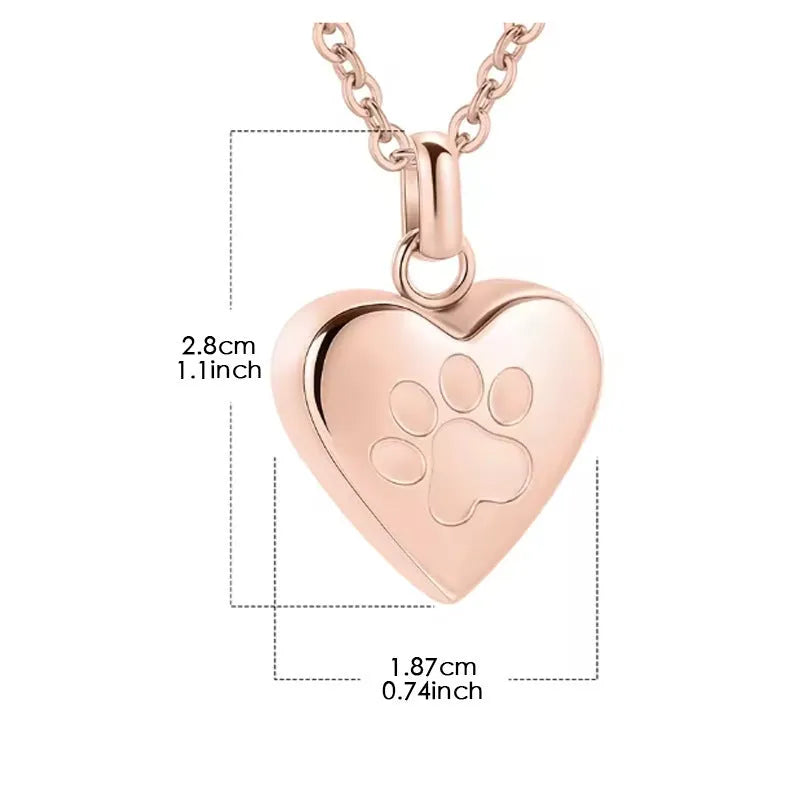 Simple love paw print titanium steel heart pendant necklace that opens.
