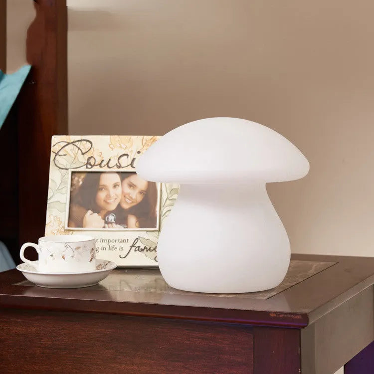 LED night light remote control rechargeable waterproof mushroom lamp in colourful plastic finish