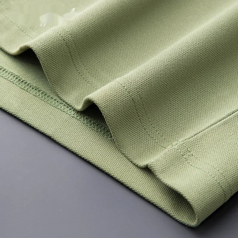 Men's slim fit lapel collar business casual top in cotton blend fabric, shown in multiple colour options.