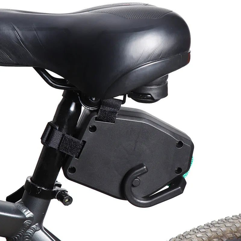 Black plastic bicycle trailer tow rope for connecting bikes to cargo or child trailers.
