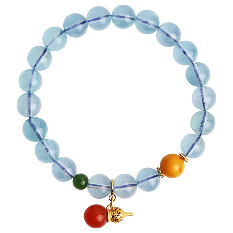 Ice blue aquamarine geometric bracelet with 8mm stone and adjustable fastening