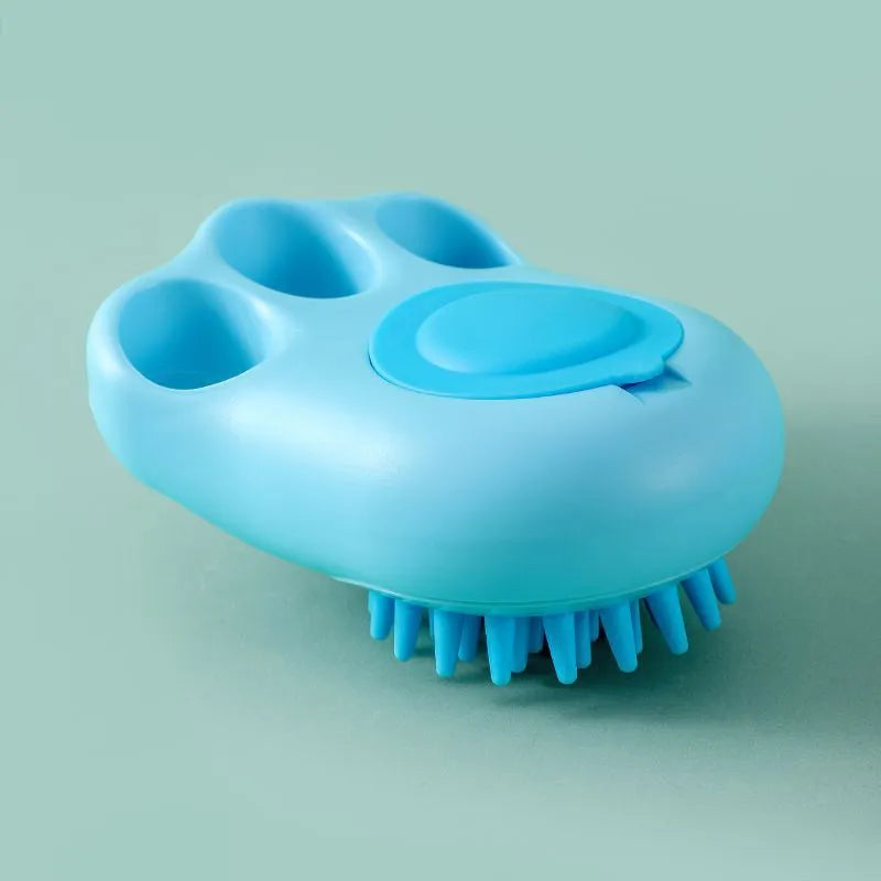 Silicone pet bath brush for cats and dogs measuring 12cm with soft bristles