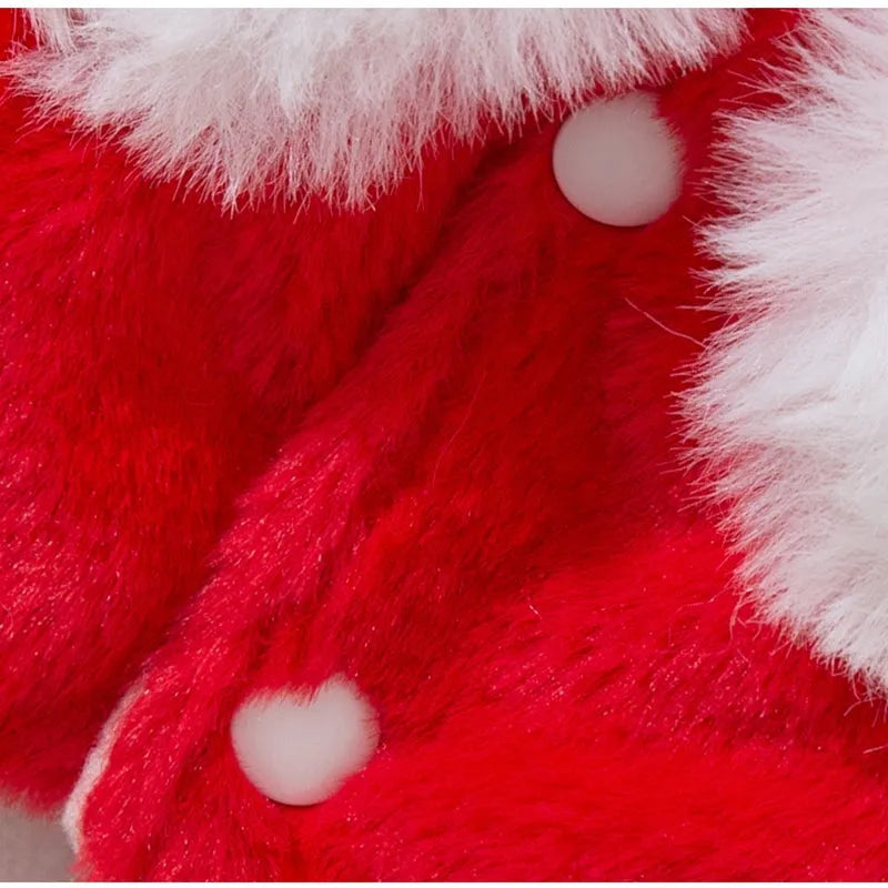 Red and white checkered plush pet vest with Qipao knot buttons and golden Fu embroidery for Chinese New Year