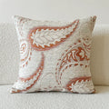 American-style jacquard cushion cover with yarn-dyed paisley floral pattern in amber colours for sofa backrest