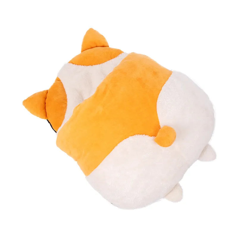 Orange semi-enclosed cat sleeping bag bed on a floor, showing its nest shape and dimensions.
