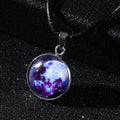 Time Stone Christmas Moon Night Sky pendant necklace with organic glass and luminous alloy on extension chain