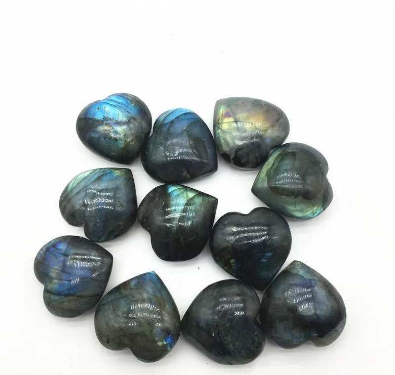 Blue labradorite moonstone Heart of the Ocean crystal pendant necklace