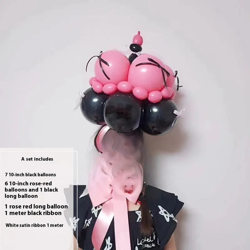Round DIY balloon bouquet cake kit package for handmade party decoration.