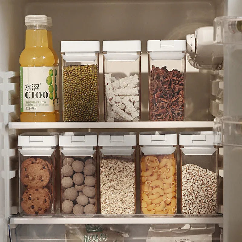Transparent white plastic storage container for grains with 400ml capacity and Japanese design