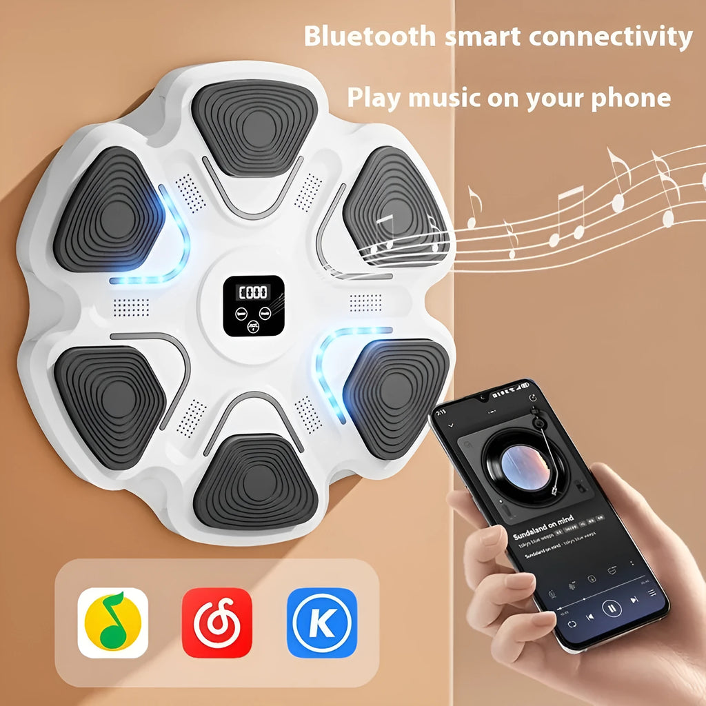Smart music boxing machine wall target with electronic display and focus gloves for home fitness training