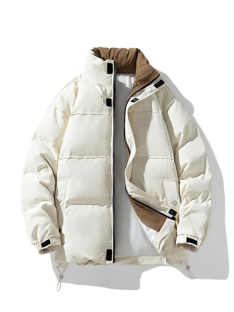 Warm thick casual cotton jacket in loose fit, polyester, available in apricot black brown, sizes M to XXXXL