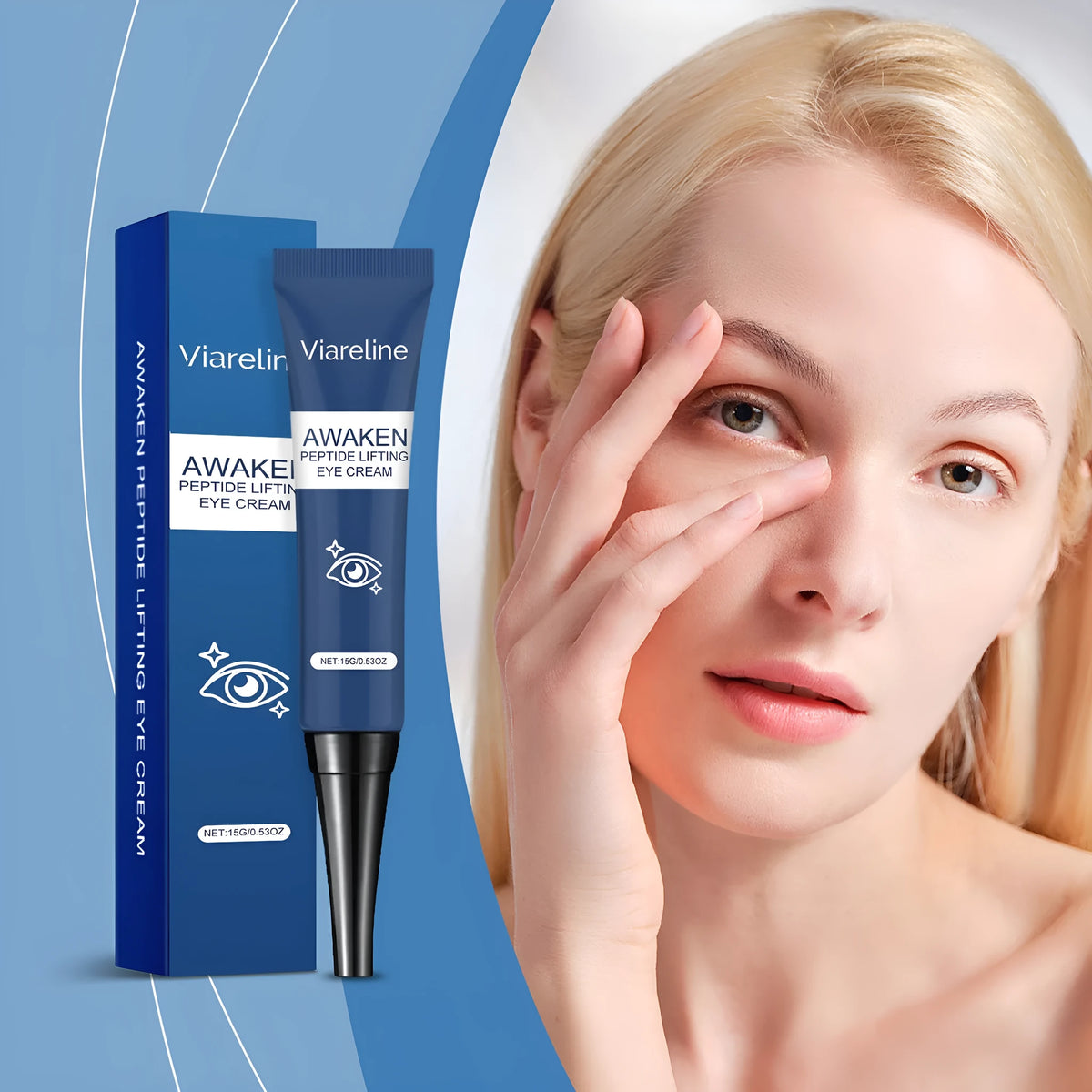 15g tube of Viareline Collagen Firming Eye Cream on a neutral background.