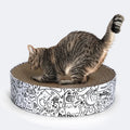 Extra large round cat scratching board in white corrugated paper measuring 42x42x10cm