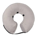 Blue inflatable protective recovery collar for a dog, showing soft padded ring and adjustable buckle strap.