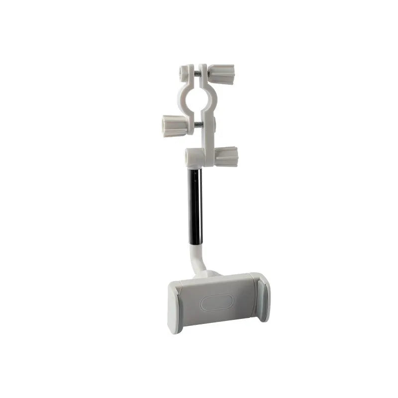 Black car phone holder mounted with 360-degree rotation adjustment mechanism visible