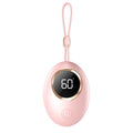Compact USB-powered hand warmer with digital display in various colour options.