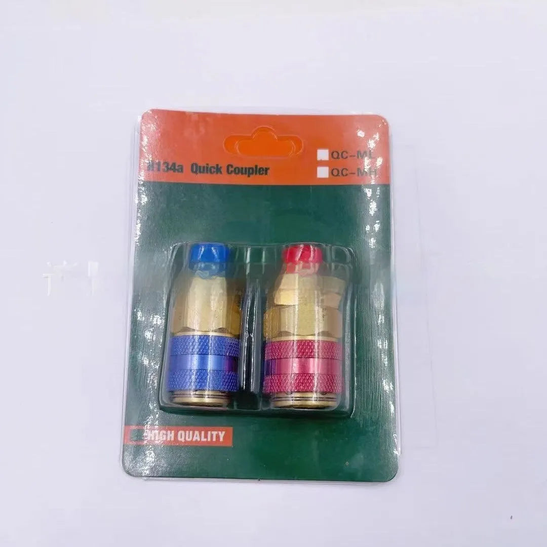 QC-12 straight quick connector in copper with golden yellow finish for automotive repair, pack of two