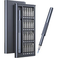 25-in-one precision screwdriver set with magnetic bits and knurled black handle.