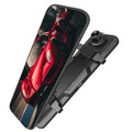 HD 1080p dual lens rearview mirror recorder with 9.66 inch touch screen display