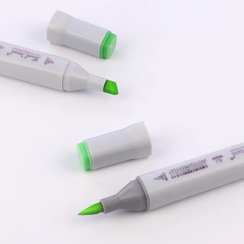 48-colour oily soft-tip marker set with round and oblique heads for student hand-painted design projects
