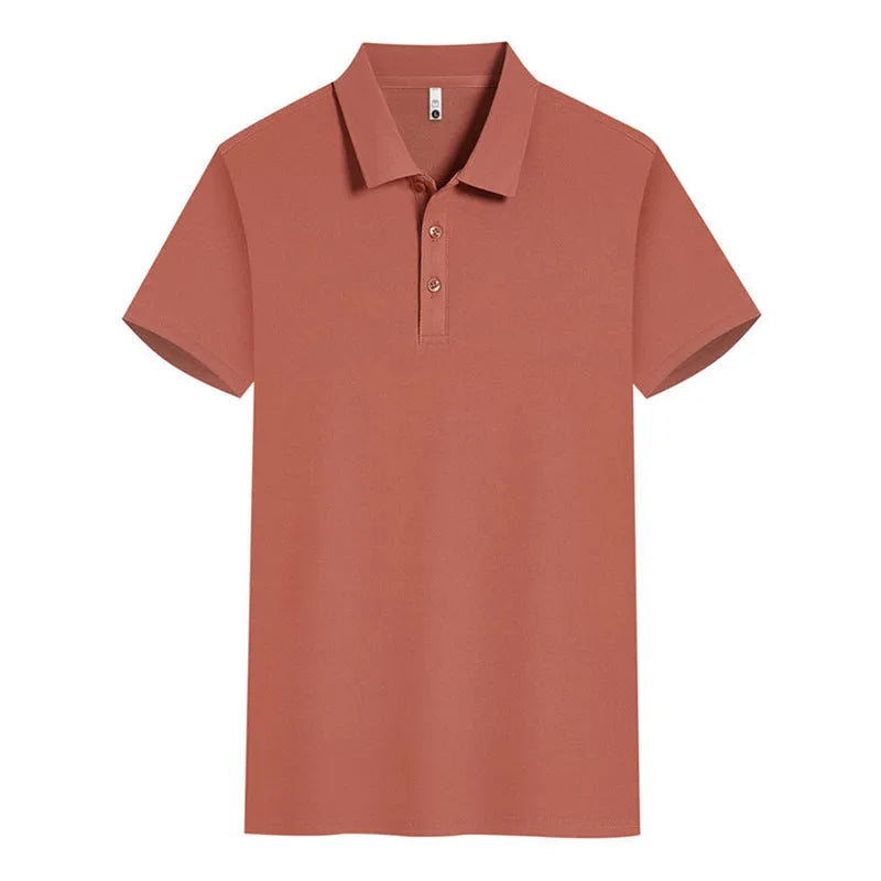 Men's lapel work shirt in cool silk cotton fabric with short sleeves and multiple colour options