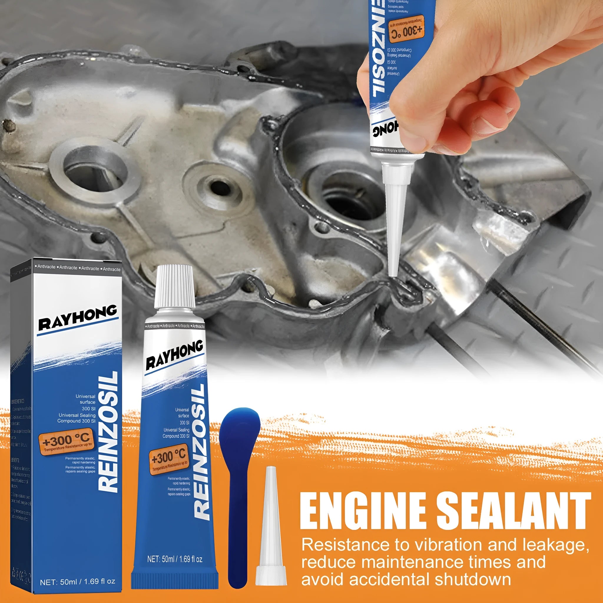 50ml auto metal fuel tank repair glue in tube with scraper and pointed nozzle