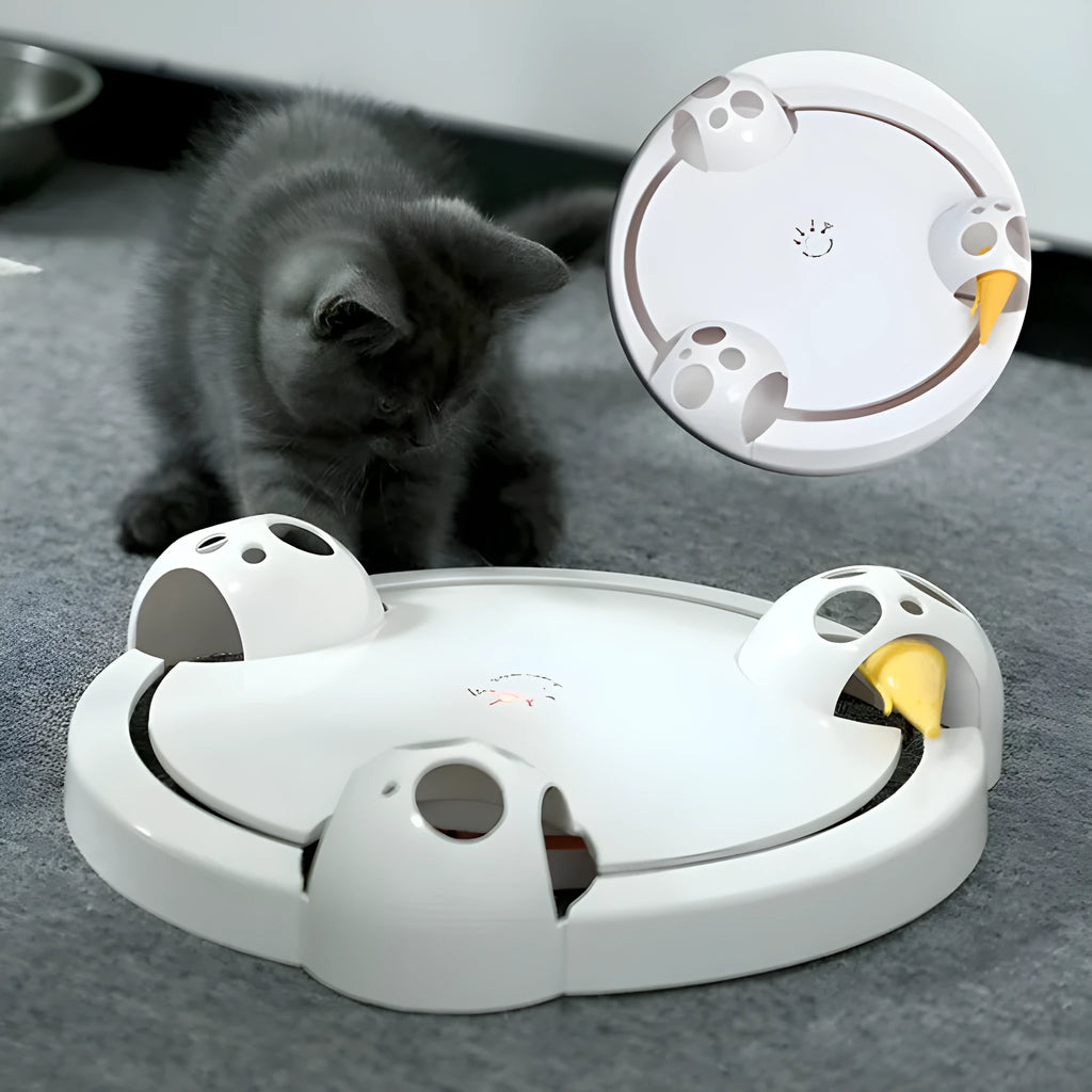 White electric cat toy automatic turntable catching mouse simulation 32 cm diameter ABS plastic