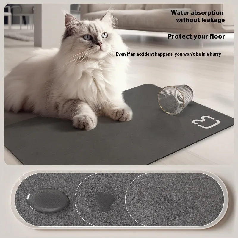 Water-absorbent non-slip pet feeding mat in cat head dark gray pattern 35x50cm