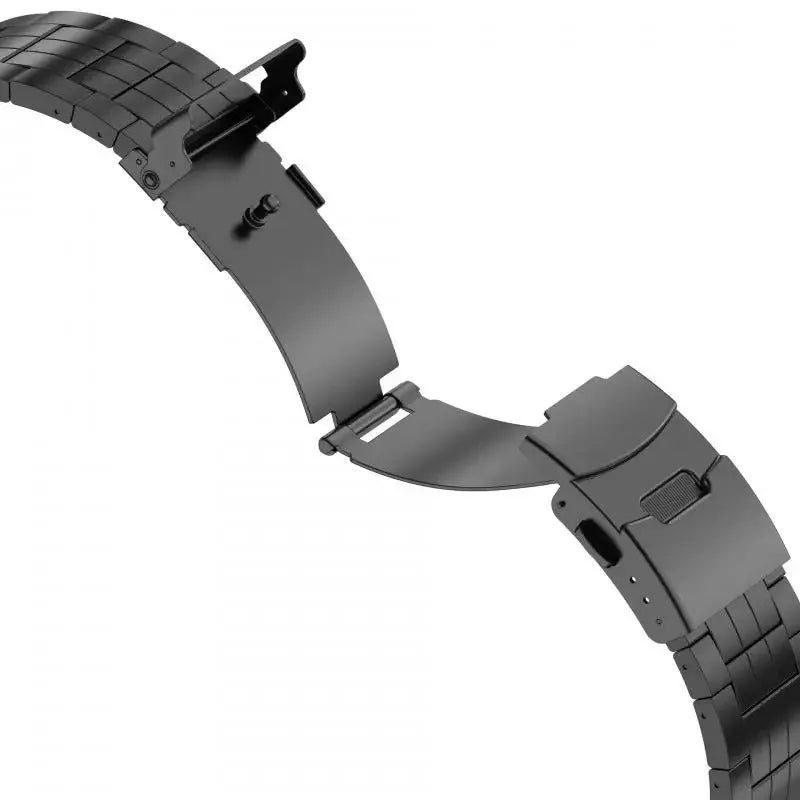 Titanium five-bead watch strap with safety catch in black, silver or titanium colour, 38mm to 49mm