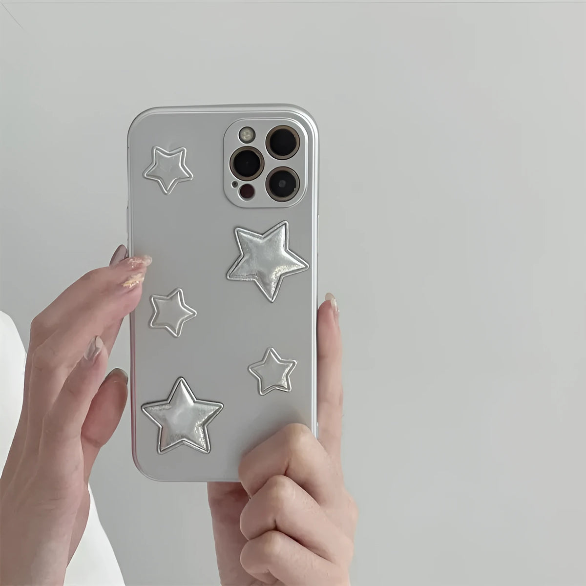 Silver electroplated silicone phone case for iPhone X to 14 Pro Max with XINGX five-dimension design