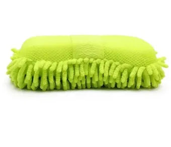 Silver green car wash sponge measuring 14 by 25 centimetres with spiral chenille construction