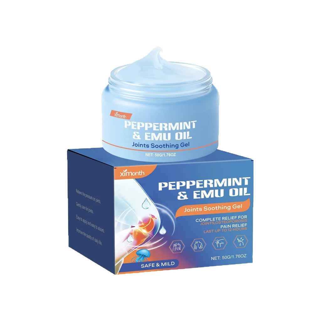 50g tube of clear joint soothing gel with menthol, mint leaf and emu oil.