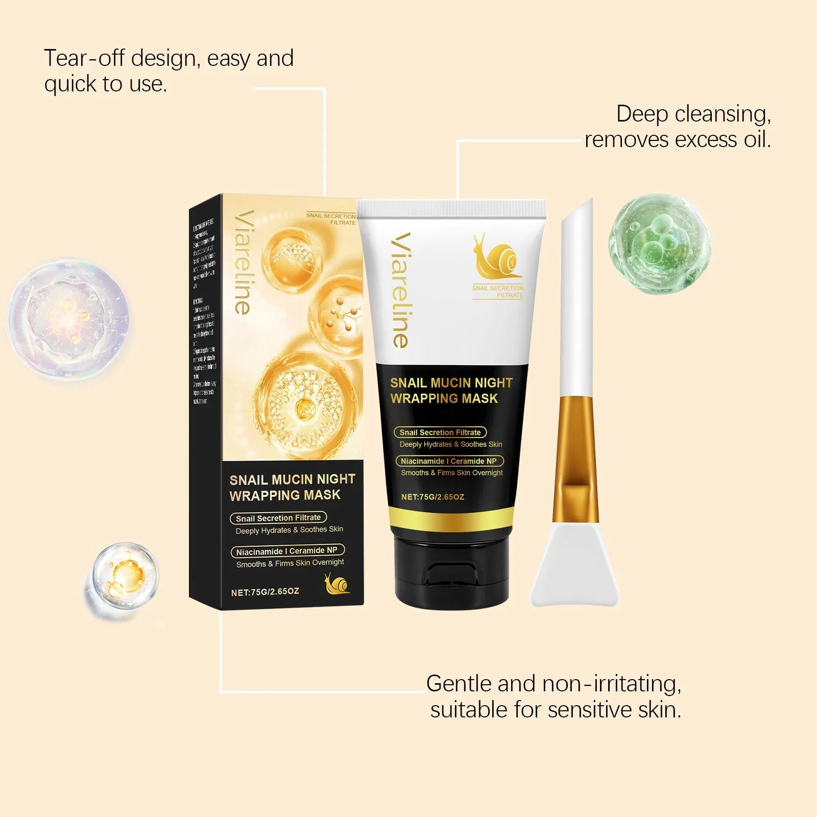 Turmeric sleep mask set showing 120g jar and application brush on white background.