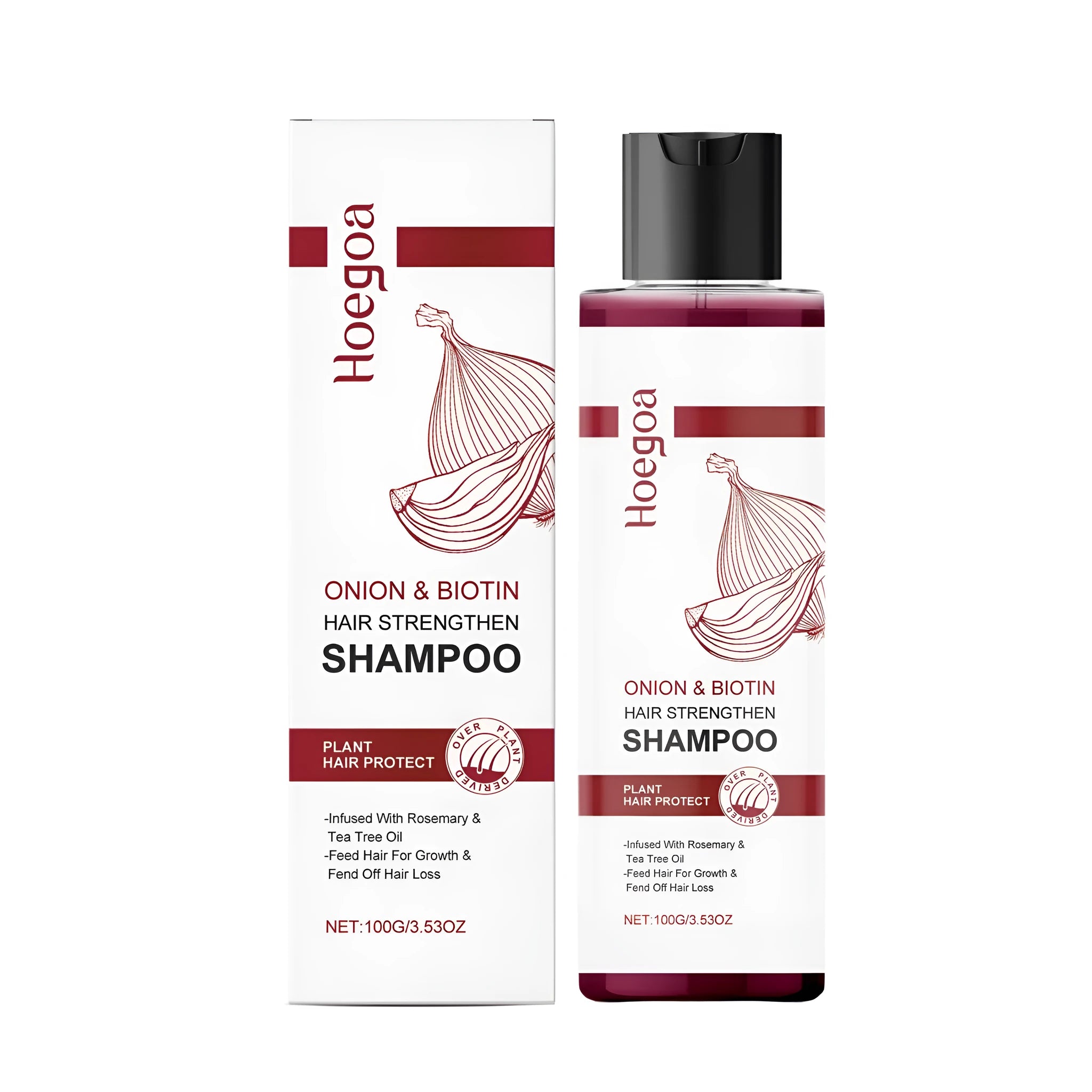 100ml bottle of hair care shampoo with botanical extracts including onion and biotin.