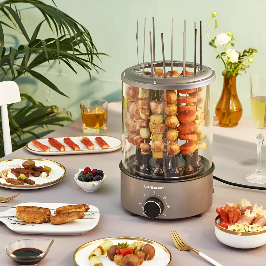 Household electric barbecue oven with automatic rotation, 210mm diameter, 1100W, tabletop design, colour KLJ120