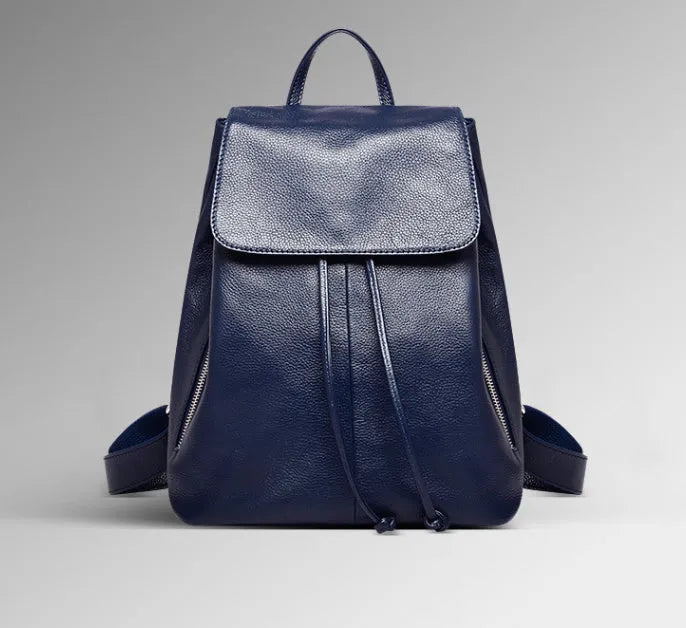 Genuine leather women's backpack in street trend style with multiple compartments and waterproof construction