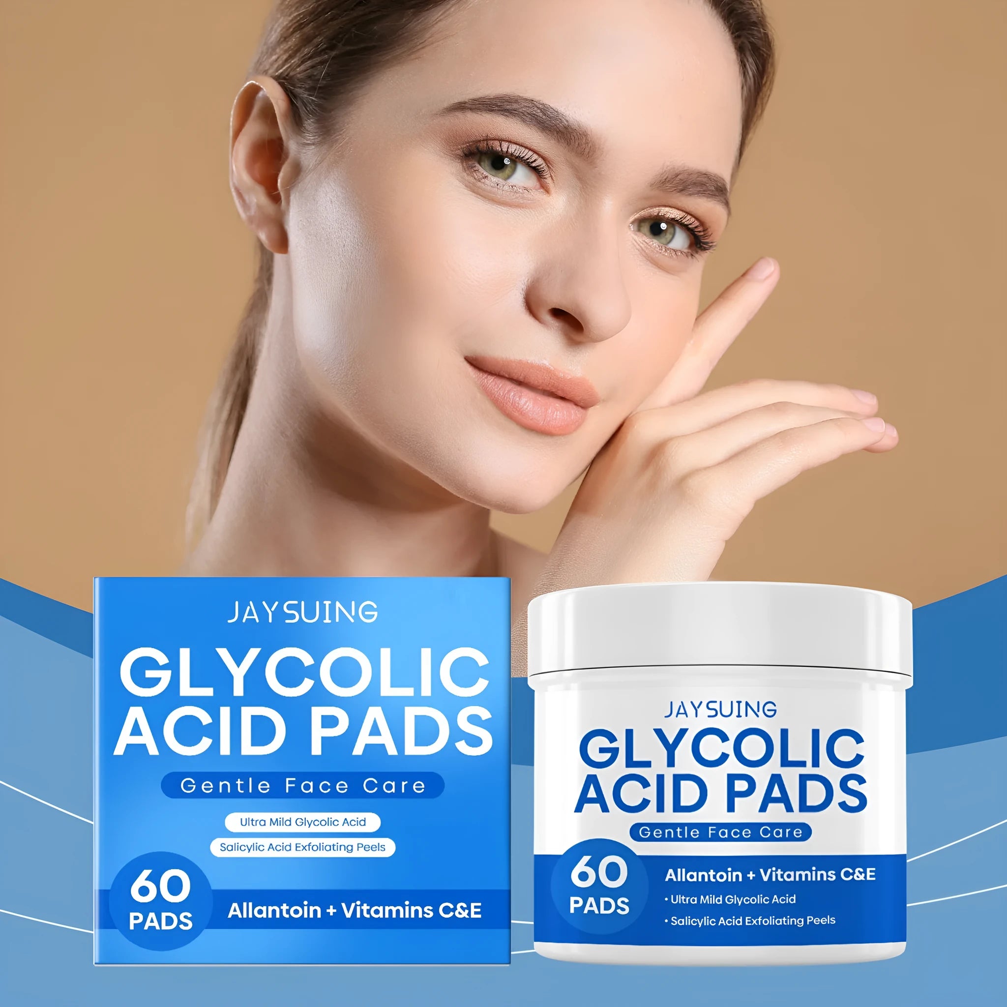 Glycolic acid cutin cotton cloth pads with mild formula containing multiple skincare ingredients
