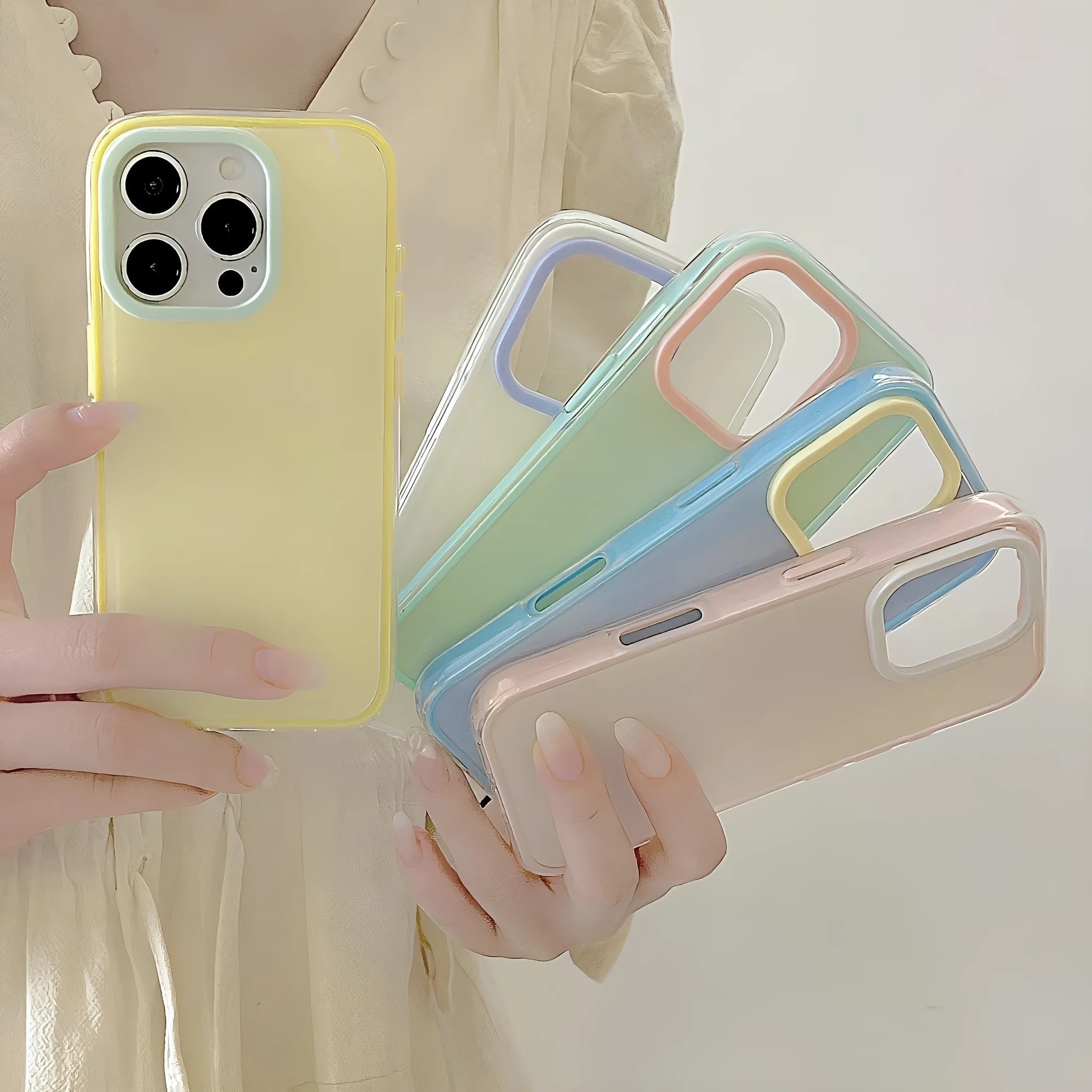 Simple solid colour TPU jelly silicone phone case for iPhone models, shown in blue.