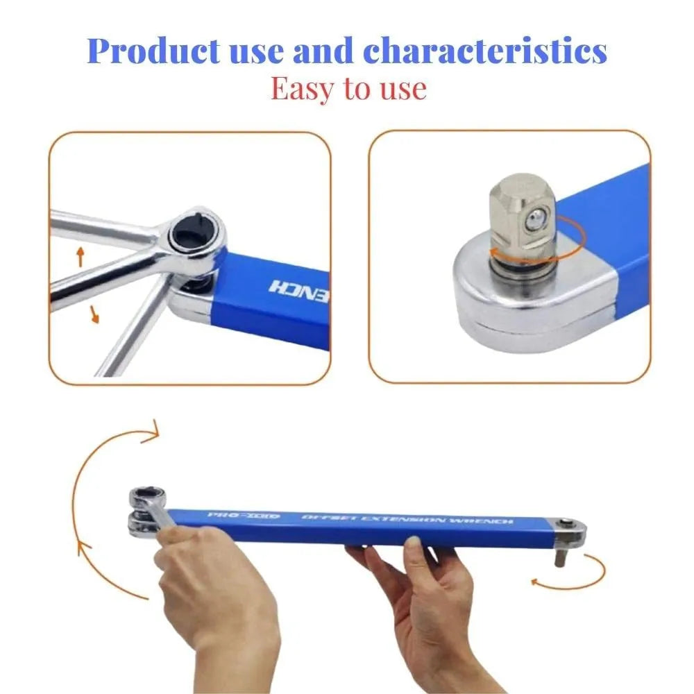 Multi-function lengthened stainless steel wrench set with ratchet handle and extension wrenches, 4 pieces without logo, for car and machine repair